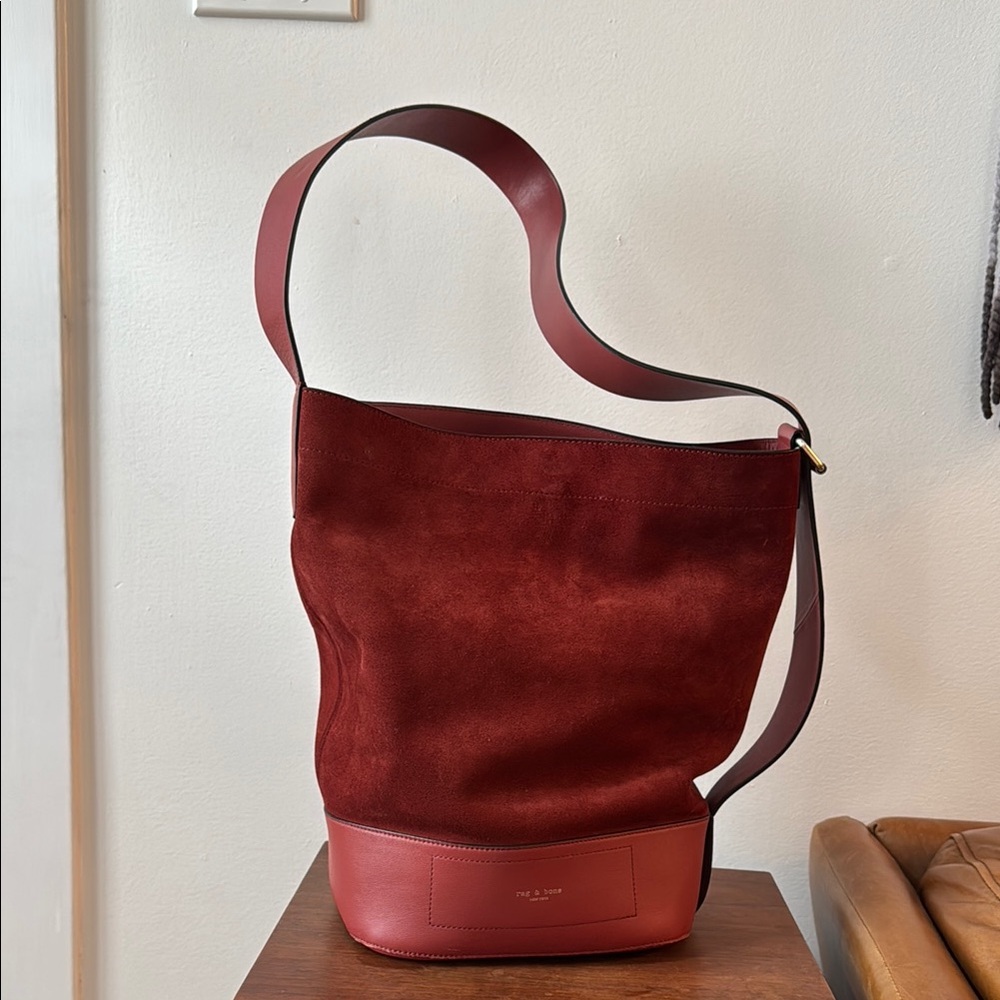 Rag & Bone Burgundy Suede and Leather Walker Sling Bag